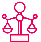 Icon einer stilisierten Waage als Symbol für Respekt und Gleichgewicht in der Pflege
